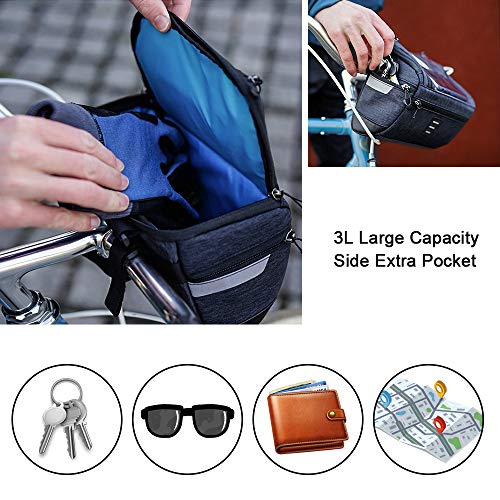 Wotow Bike Handlebar Bag, Water Resistant Bicycle Basket Front Bag With Touch Screen Phone Holder, Cycling 3L Storage Pouch For Mountain Road Mtb Bikes #TOP2