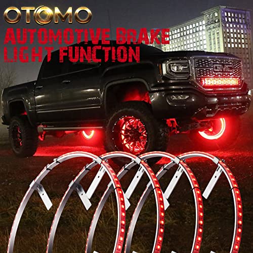 Otomo 17" Led Wheel Ring Lighting Kit Dreamcolors With App&Ir, 288Leds Chaser Flows Dancing Color Neon Rim Light With W/Turn Signal & Braking For Truck Car Suv Cart (Rotors Dia≤15", Rim Dia≥21") #TOP4