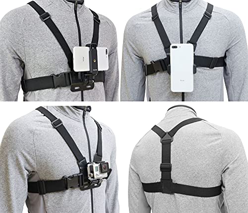 スマホ ウェアラブルカメラ チェスト ハーネス ベルト クイックリリース ショルダー ベスト クリップ マウント ホルダー ブラケット アダプター ハンズフリー POV 動画撮影 装備 アクセサリー (チェストストラップ)