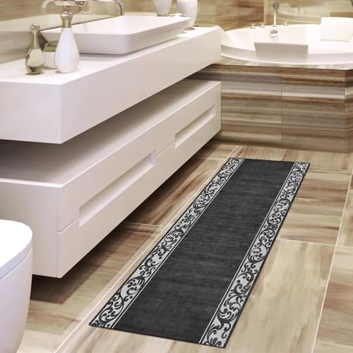 Alfombra pasillo lavable gris 60x220 cocina antideslizante 4