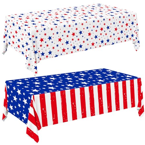 Image of Gatherfun 4th of July Party Supplies Set- American Flag Patriotic Theme Kit for Independence & Election Day Decorations, Disposable Plastic Tablecloth - for Patriotic & 4th of July Decorations,2PCS