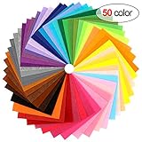 📚50 COLORES DIFERENTES: Esta tela de fieltro no tejida de colores viene con 50 colores diferentes: púrpura, naranja, blanco, negro, azul, verde, amarillo, rojo, gris, rosa y muchos colores entre este espectro. Crafting Supplies, tela de fieltro para niños y adultos.