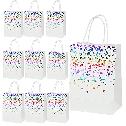 Cootato Geschenktaschen 24 Stück - Kraftpapier Tüten Mit Griffen Regenbogenfarben