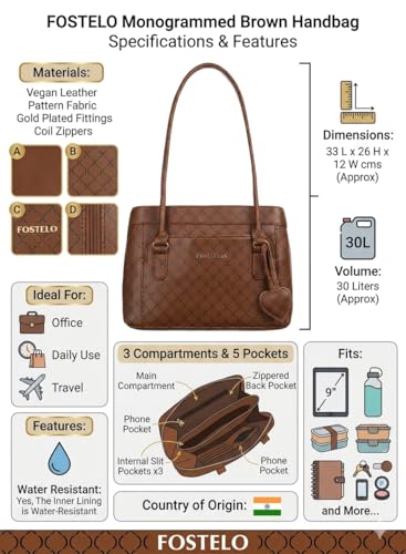Image of Fostelo Women's Felisa Satchel Tote Handbag for Women | Ladies Purse | Stylish Shoulder Bag | Gift For Women