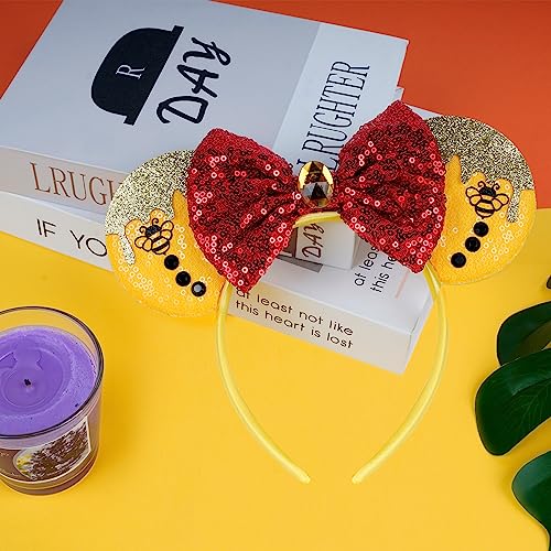 Image of FANYITY Christmas Minnie Ears,Mickey Sequin Ears Headband for Boys Girls Women halloween&Disney Trip (Winnie) One size fits all