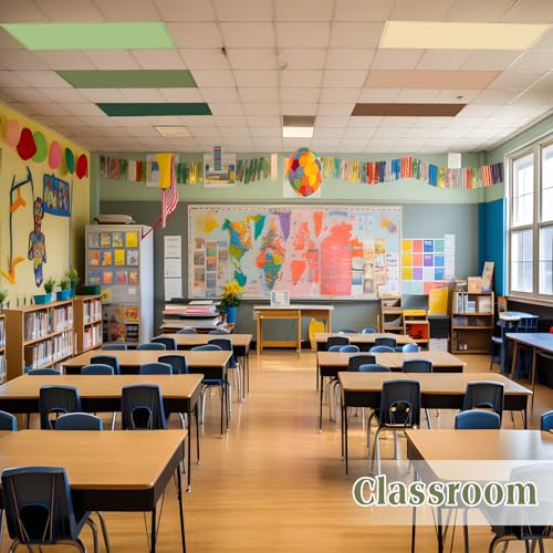Image of VIHOSE 6 Pcs Fluorescent Light Covers for Ceiling Lights Classroom Magnetic Light Covers Classroom Filters Office School Drop Ceiling, 4 x 2 ft(Matcha)
