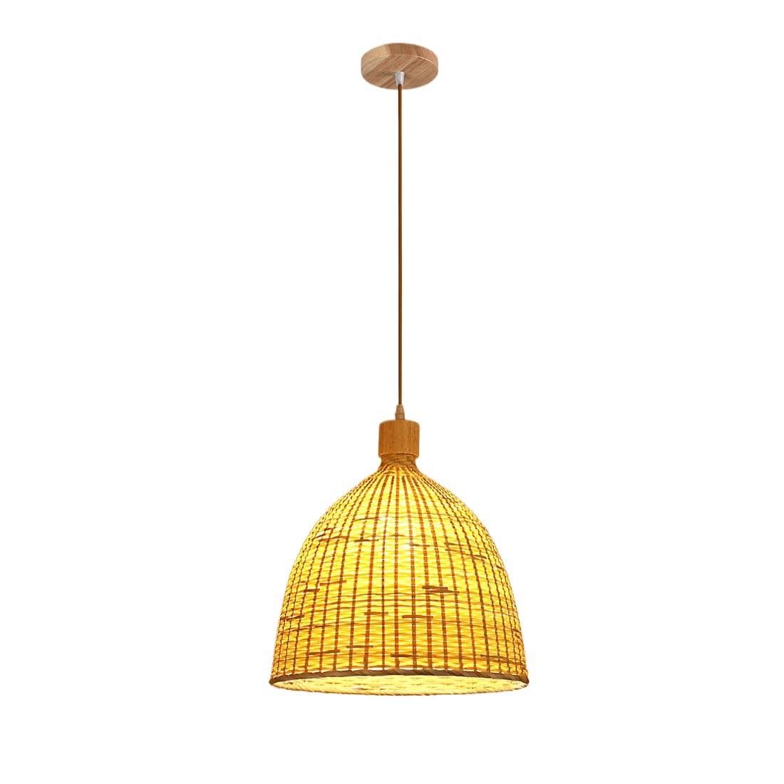 Lampe suspendue en bambou tissé main esprit antique japonais pour salle à manger