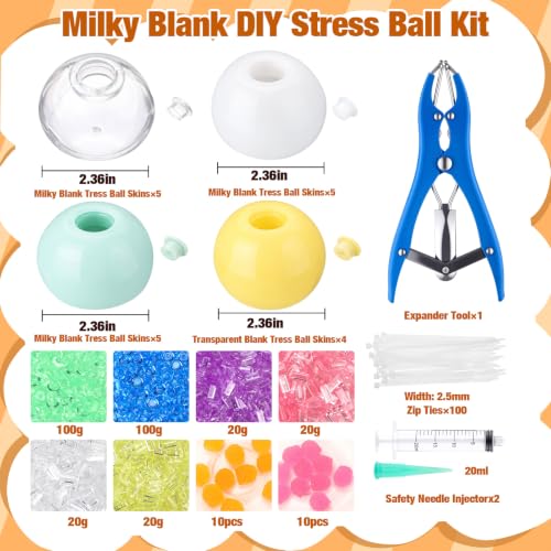 Tasdurian 24 Set DIY Stress Ball Making Kit, 24 Blank Stress Pressure Ball Skin, Fillers, Vacuum Evacuating Device & Expander Tool Make Your Own Fidget Pressure Balls for Adults - Image 2