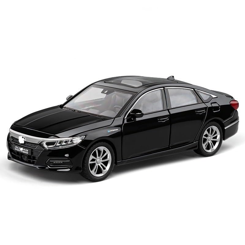 Scale Exclusive Alloy Metal Pull Back Die-cast Car Model with Sound Light Mini Auto Toy for Kids Metal Model Toy Car with Sound and Light (1:24 Scale HON-DA Acc-ORD-Black)-image-28