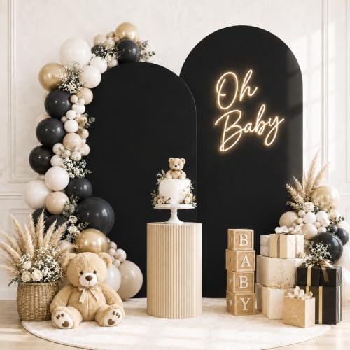 Image of 2 Pack Arch Backdrop Stand and Cover Set (7.2FT /6FT), Balloon Arch Stand | Metal Background Arch Stand, Backdrop Arch Frame, Wedding Arch for Backdrop (Black Cover)