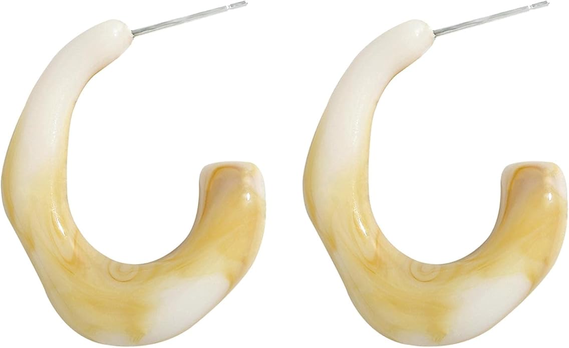 Trendy Colour Transparent Resin CShaped Earrings for Women Vintage