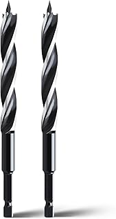 2PCS 1/4" x 6" Auger Drill Bit for Wood, Hex Shank Tri Flute Ship Auger Long Drill Bit for Soft and Hard Wood,Tree Stump,Plastic,Drywall and Composite Materials