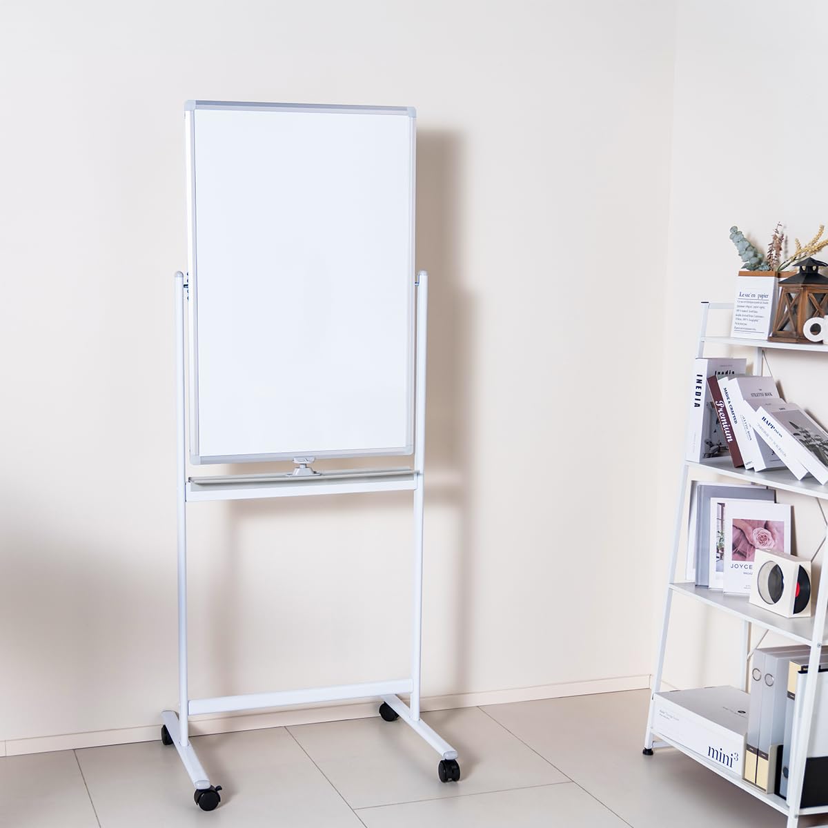 LogiLink EO0063 - Pizarra blanca de 2 caras, 60 x 90 cm, con ruedas, marco de aluminio