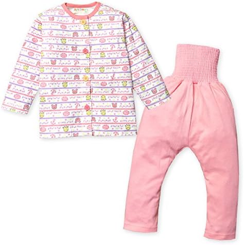 Amazon Co Jp ベビー服 女の子 パジャマ 長袖 上下組 スムース素材 腹巻付 マチ付 アニマル ボーダー柄 釦練習用 女児 ベビー ノー ブランド品 1 ピンク 90cm 服 ファッション小物