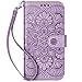 Ateeky Wallet Case for iPhone 12 and iPhone 12 Pro, [Stand Feature] Protective PU Leather Flip Cover with Credit Card Slot[Side Cash Pocket][Magnetic Closure] (Purple)