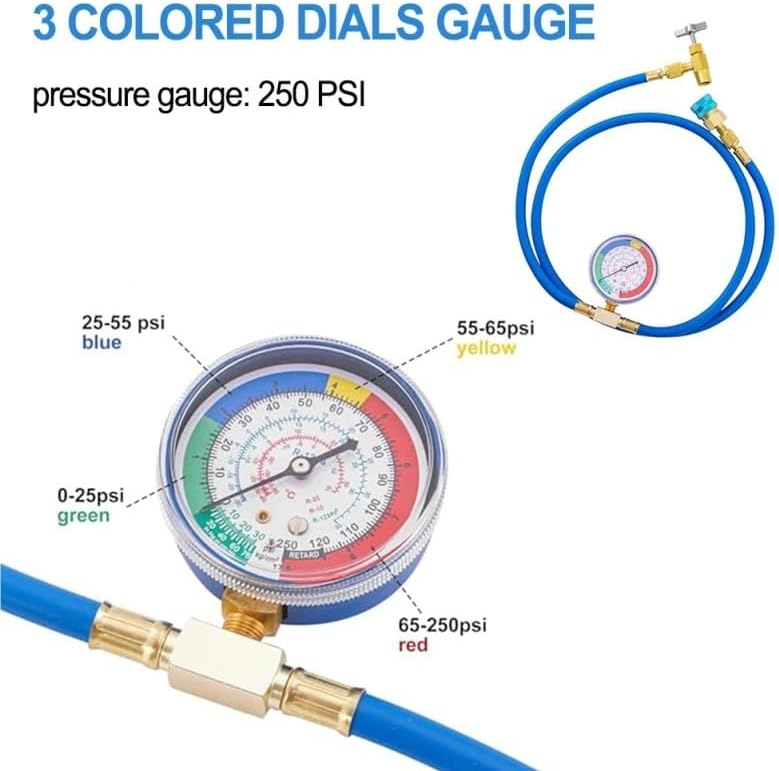 Low Side Quick Coupler R134A Charge Hose Kit with Self Sealing Can Opener for Vehicle AC Recharge 1 5 Meter Hose