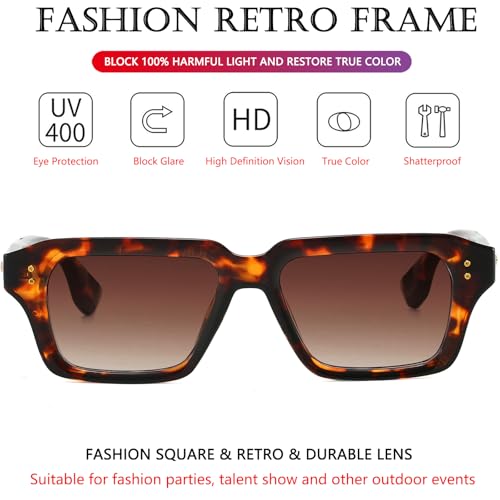 Image of AIEYEZO Rectangle Sunglasses for Men Women Fashion Square Frame Sun Glasses 90's Retro Designer Shades