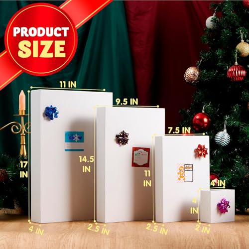 JOYIN 12 PCS Christmas Shirt Gift Boxes with Lids, 4'' Deep Large 4 Different Sizes White Assorted Cardboard Robe Boxes for Presents Clothes Wrapping, Xmas Holiday Birthday Wedding Gifts Package Decor - Image 6