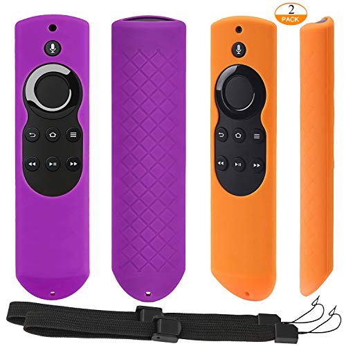 [2 Pack] Anti-Slip and Dust-Proof Silicone Remote Cover with Lanyard for Fire TV