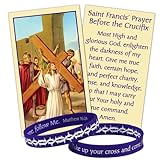 CB Religious Gift Set Crown of Thorns 8-inch Silicone Stretch Bracelet with Saint Francis Prayer Card