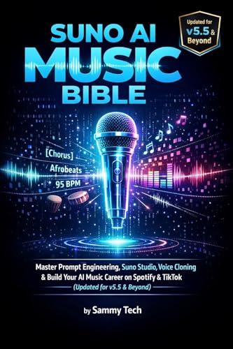 Suno AI Music Bible: Master Prompt Engineering, Suno Studio, Voice Cloning & Build Your AI Music Career on Spotify & TikTok (Updated for v5.5 & Beyond) (Ai Guide Handbook collection 9)