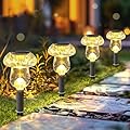 Solar Lights Outdoor, 8 Pack Solar Pathway Lights Outdoor, Solar Powered LED Mushroom Solar Garden Lights, Outdoor Solar Lights for Yard, Landscape, Path, Patio, Outside,Driveway,Backyard (Warm White)