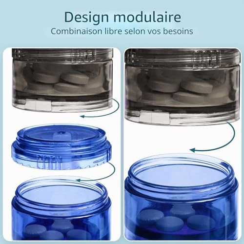 Pilulier Semainier 7 Jours Matin Midi Soir, Rond Piluliers Medicaments – vue 3