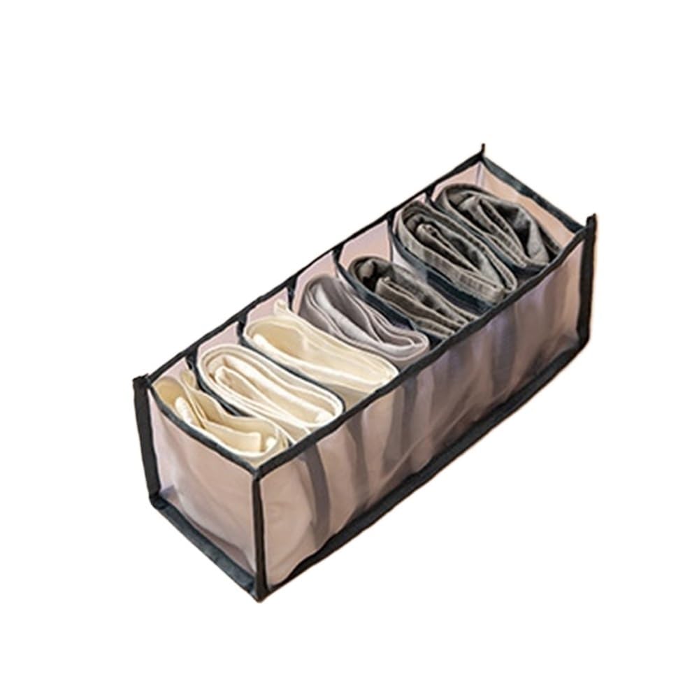Sunrrafck Black 1Pc Foldable Underwear Drawer Organizers Storage Dividers Closet Organizer Box For Clothes Bras Scarves Ties Socks(,7Grid)
