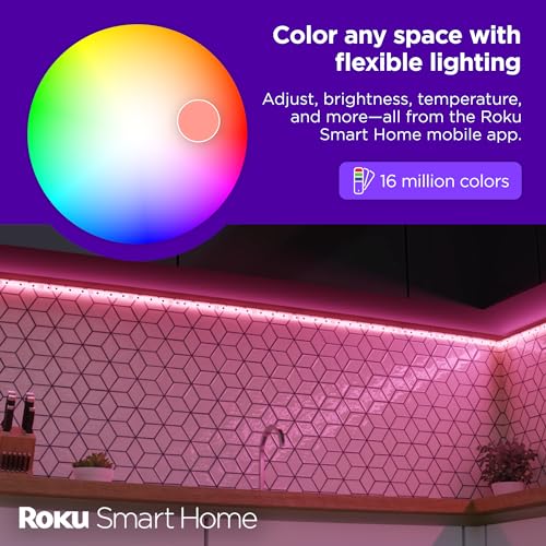 Roku Smart LED Light Strip, 16.4ft - Color Options with Adjustable Brightness & Temperature - Peel & Stick WiFi Smart Strip Lights Works Voice, Alexa & Google Assistant - Smart Home Products - Image 3