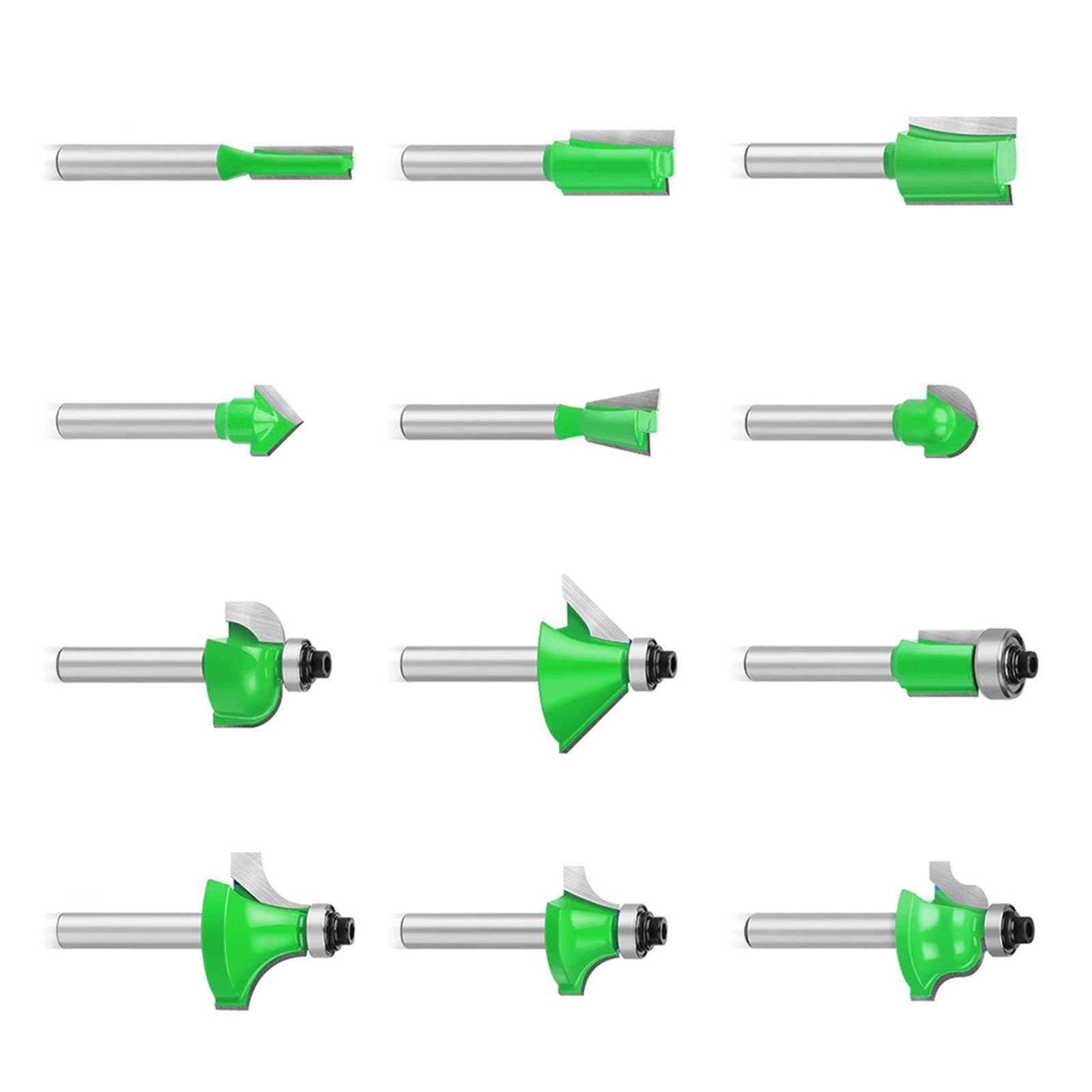 Rgybao Multifunctional Woodworking Tool Set 12Pc Carbides Router Bit 1 / 4Inch Shank Design Efficient Woodworking Process Shank Router Bit Set