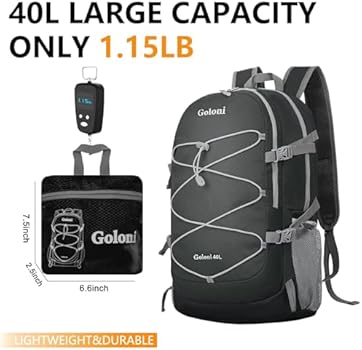 Loocower 45L Ultra Lightweight Foldable Backpack Packable Hiking Rucksack Porta Loocower 45L Ultra Lightweight Foldable Backpack Packable Hiking Rucksack Porta