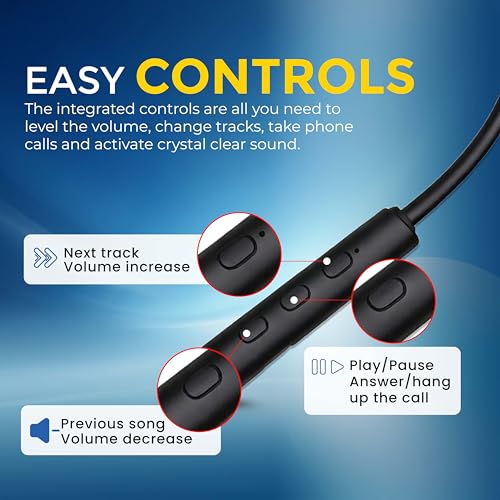 Image of MAK Stylish Bluetooth Neckband Headset with 12mm Dynamic Bass Driver, Magnetic Earbuds, Fast Type-C Charging & All-Day Comfort in Black.
