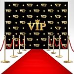 VitalCozy 6.5 x 5 Ft VIP Photography Backdrop Red Carpet Event Movie Award Backdrop Crown Star Black Photo Studio Backgrounds Polyester Fabric Celebrity Activity Ceremony Banner Props Decorations - Image 3
