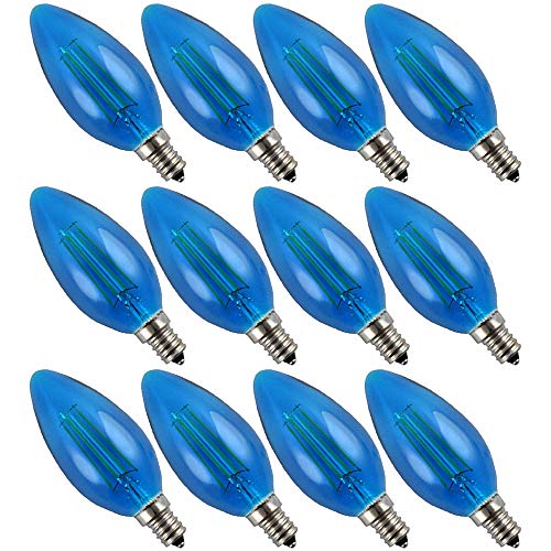 Luxrite Blue Led Filament Candelabra Light Bulb, 4-Watt Equivalent To 40W Incandescent, Bright Blue Color, 350 Lumens, 15,000 Hr Life, E12 Candelabra Base, Great For Holiday Lights - Pack Of 12 #TOP23