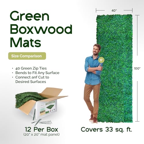 NatraHedge (33SqFt) Artificial Light Green Grass Wall Decor, Hedge Leaf Boxwood Roll Panels for Indoor, Outdoor, Garden and Balcony Privacy Fence Screen by NatraHedge - Image 6
