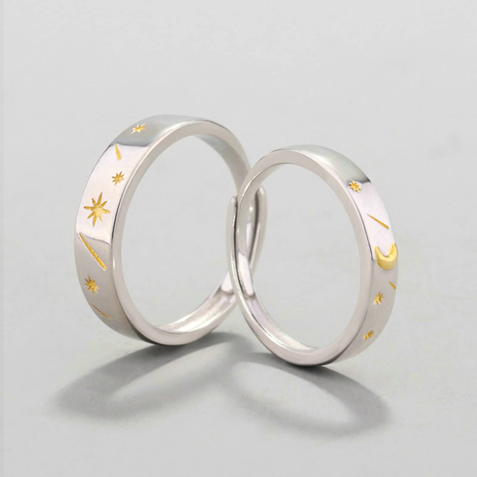 Freundschaftsringe, Ehering, Sonne und Mond, Silber, Gold, Sterlingsilber, Geschenksets für Frauen