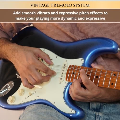 Image of Vault Artisan ST Stratocaster Style Electric Guitar with Premium Alnico V Pickups - Roasted Maple Neck & Fretboard /Metallic Blue Burst