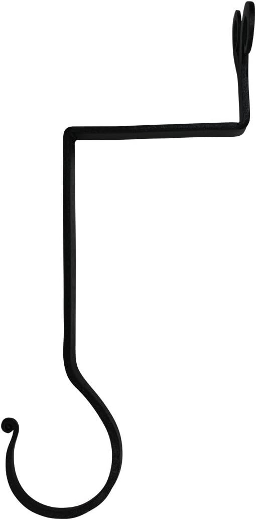 Renovators Supply Manufacturing Stocking Holders for Mantle 10" Black Wrought Iron Christmas Stocking Holders with Ram Horn Tip