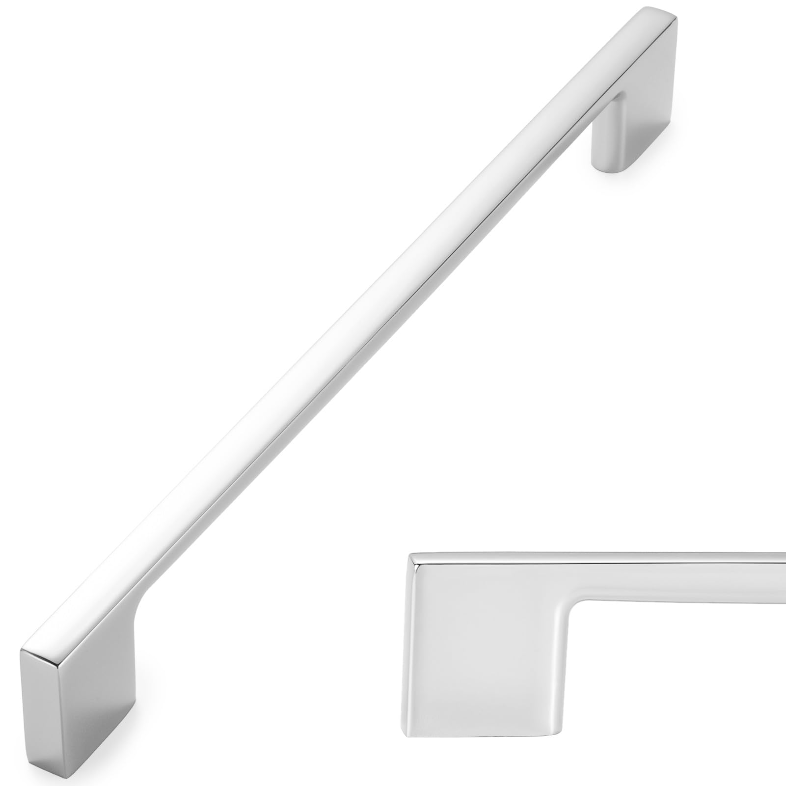 KOOFIZO 10 Pack 7-1/2 Inch Polished Chrome Kitchen Cabinet Pulls Chrome Cabinet Handles Chrome Cabinet Hardware for Kitchen Cabinets Drawer P01 Dresser Cupboard Bedroom Bathroom — image 1