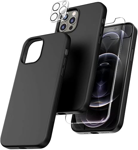 Vista 298 de TOCOL - Funda 5 en 1 para iPhone 11, con 2 protectores de pantalla + 2 protectores de lente de cámara, funda delgada de silicona líquida a prueba