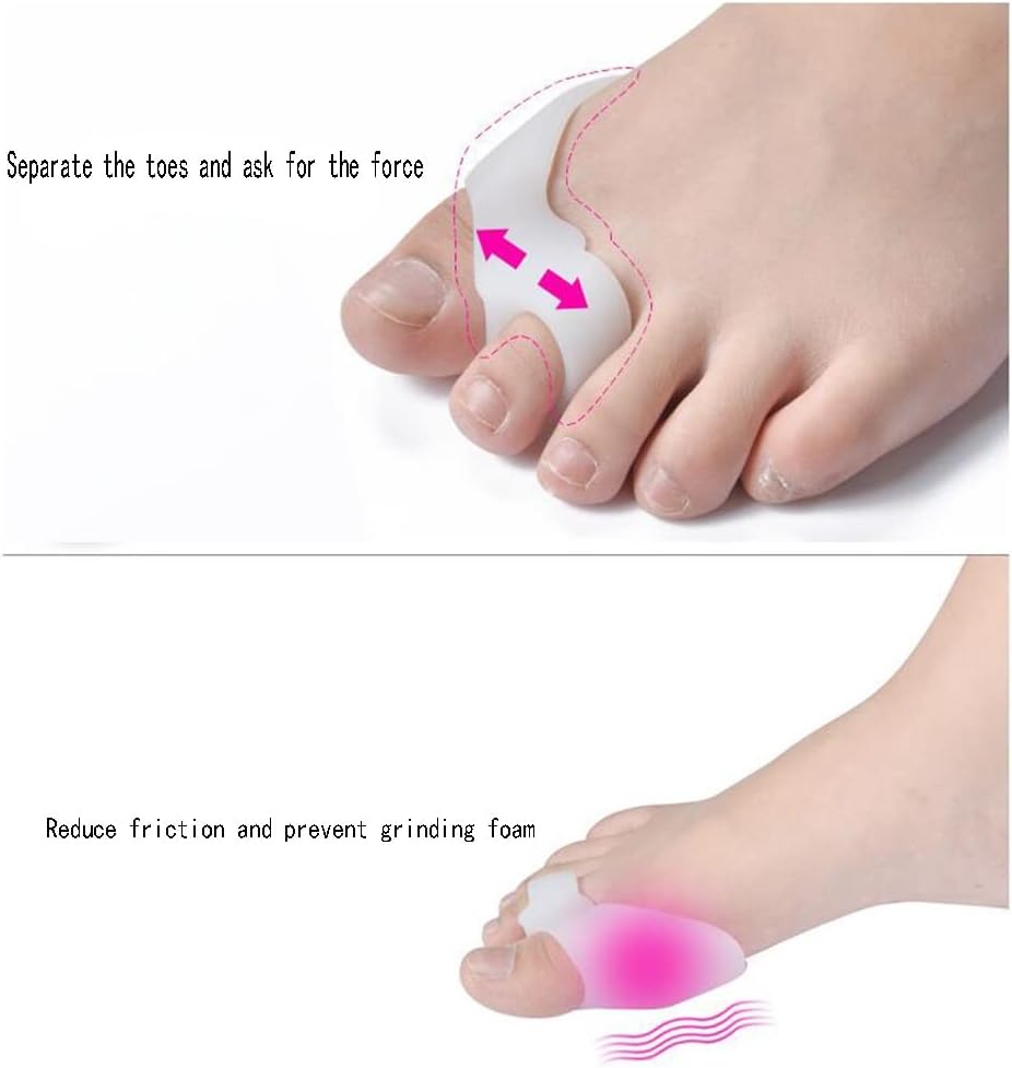 DEAVER Gel Toe Separate,Silicone Spacer,Bunion Corrector Big Straightener for Men & Women,Silicone Foot Fingers Separator Bunion Adjuster Feet Pads
