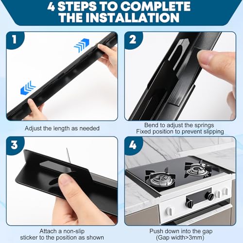 image for Linidcoud Anti-slip Not Sharp Stove Gap Covers Stainless Steel 2PCS 13