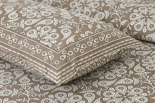 Image of King Size Cotton Bedsheet | 300 TC | 100% Cotton Flatsheet King Size with Two Pillow Covers | (254 * 274 cm, Mushroom Brown)