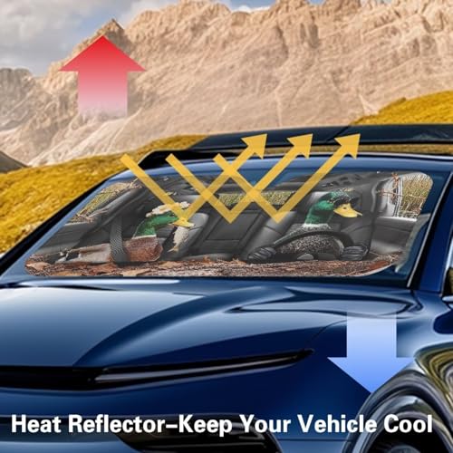 Image of Car Windshield Sunshade Car Interior Accessories for Sun Heat Foldable Mallard Duck Drive Sun Shade Keeps Your Vehicle Cool Fit for Cars, Trucks, and SUVs (66.53 x 34.44 in)