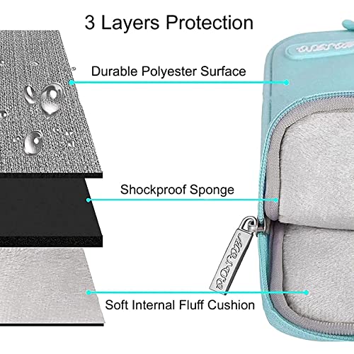 Mosiso Laptop Sleeve Bag Compatible With Macbook Air/Pro, 13-13.3 Inch Notebook, Compatible With Macbook Pro 14 Inch 2023-2021 A2779 M2 A2442 M1, Polyester Vertical Case With Pocket, Mint Blue #TOP2