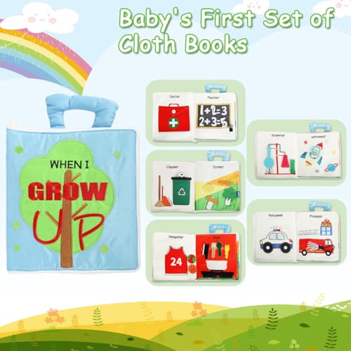 Image of SNOWIE SOFT Cloth Books for Babies 0 to 3 Years, Occupation-Themed Soft Sensory Books for Babies 6-12 Months with Fine Motor 3D Interactive Designs, Early Educational Learning English Sensory Toy