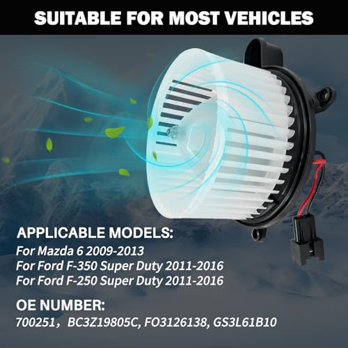 Image of 700251 AC Heater Blower Motor Fan Fit for Ford f-250 Super Duty 2011-2016，f-350 Super Duty 2011-2016，for Mazda 6 2009-2013 BC3Z19805C, FO3126138, GS3L61B10