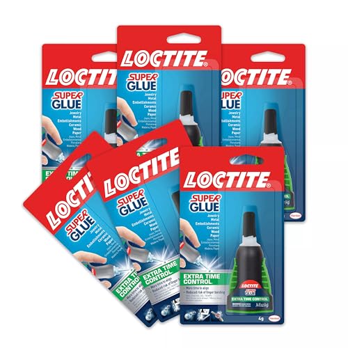 Image of Loctite Super Glue Extra Time Control, Clear, 0.14 fl oz Bottle, 6 Pack - Superglue for Plastic, Wood, Metal, Crafts & Repair, Cyanoacrylate Adhesive Instant Glue