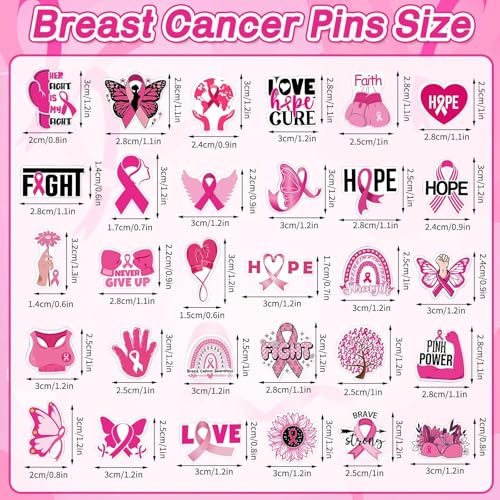 UPINS Breast Cancer Pins, 30 Pcs Acrylic Pink Ribbon Pins Breast Brooch Enamel Badge for Shirt Hat Backpack Decoration Jewelry Gift(30 Styles)2