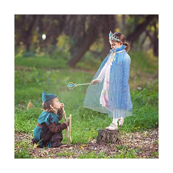 Fedio princess cape set 7 pieces girls princess cloak with tiara crown, wand for little girls dress up - image 5